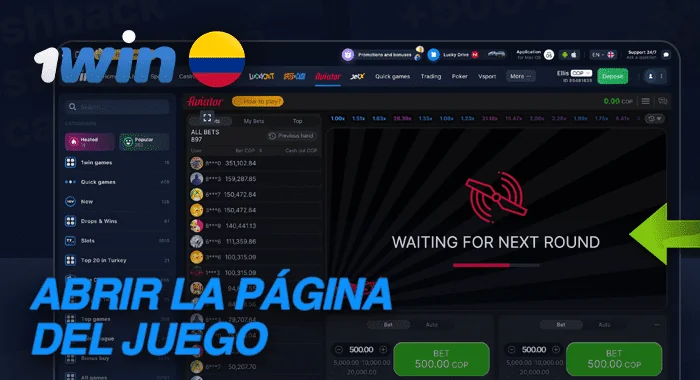 Haz clic en el botón Aviador para abrir el juego
