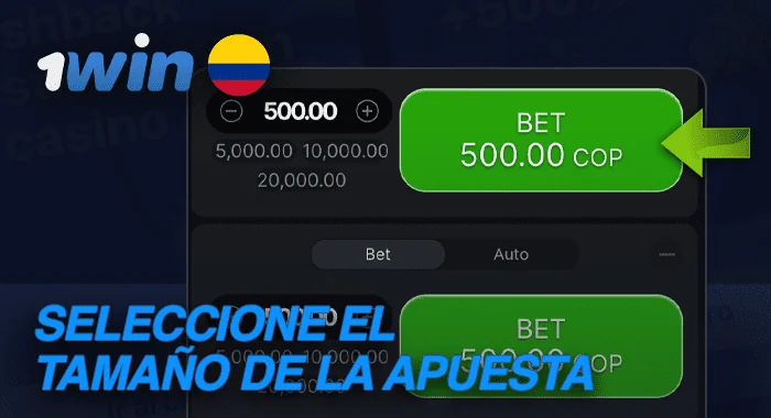 Seleccione un importe y realice una apuesta en el juego Aviator en 1win