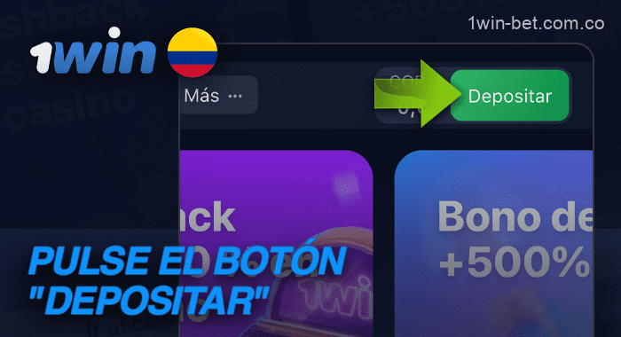 Seleccione el botón verde «Depositar» en la esquina superior de la página web de 1win