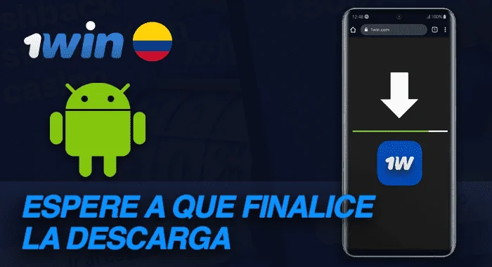Espera a que la aplicación móvil 1win termine de descargarse