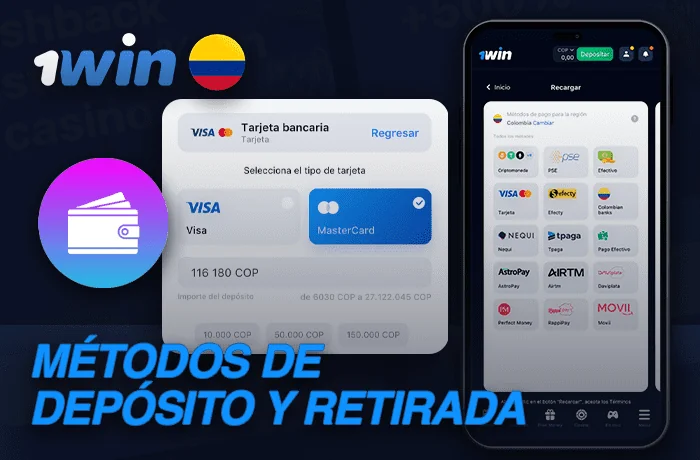 Métodos de pago y retirada para jugadores colombianos en la app de 1win